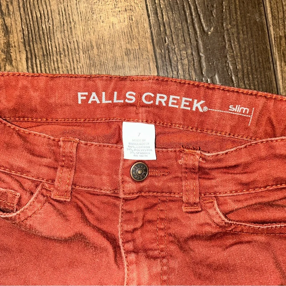 Falls Creek Slim Corduroy Pants in Rust Orange - Picture 3 of 3